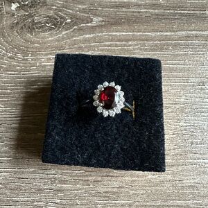 Elegant Red and Silver Women's Ring Size 8-8.5
